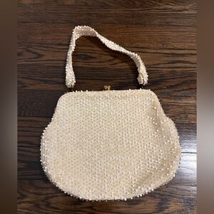 Vintage 1950’s Ivory Pearl-Embellished Women's Purse